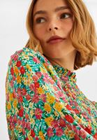 Bayan Çok Renkli Balon Kollu Uzun Elbise