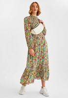 Bayan Çok Renkli Balon Kollu Uzun Elbise