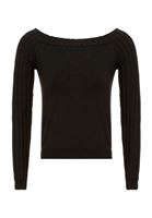 Bayan Siyah Omuzları Düşük Triko Kazak