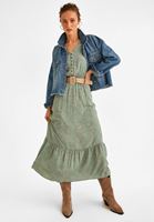 Bayan Çok Renkli V Yaka Desenli Uzun Elbise 