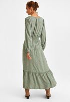 Bayan Çok Renkli V Yaka Desenli Uzun Elbise 