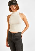 Bayan Krem Halter Yaka Bluz