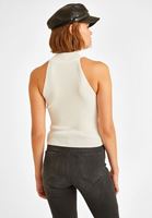 Bayan Krem Halter Yaka Bluz