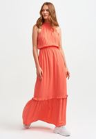 Bayan Pembe Halter Yaka Uzun Elbise