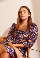 Bayan Çok Renkli Balon Kollu Kısa Elbise