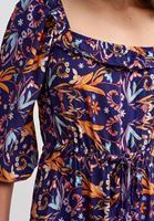 Bayan Çok Renkli Balon Kollu Kısa Elbise