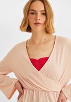 Bayan Pembe Kruvaze Detaylı Bluz