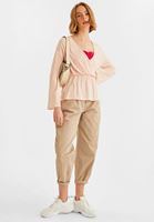 Bayan Pembe Kruvaze Detaylı Bluz