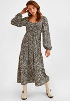 Bayan Çok Renkli Desenli Uzun Elbise