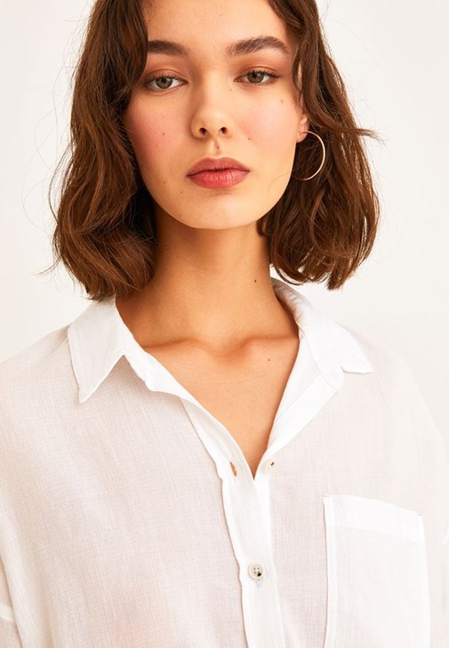 Fırfır Detaylı Midi Etek ve Gömlek Kombini