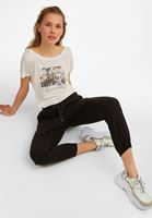 Bayan Siyah Beli Lastik Detaylı Jogger Pantolon ( TENCEL™ ) 