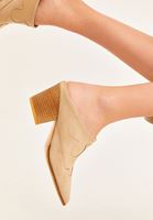 Bayan Bej Topuklu Terlik