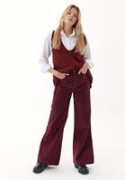 Bayan Bordo Wide-Leg Kadife Pantolon