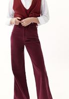 Bayan Bordo Wide-Leg Kadife Pantolon