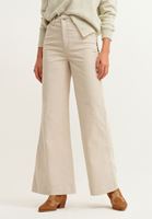 Bayan Bej Wide-Leg Kadife Pantolon