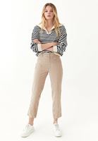 Bayan Bej Ultra Yüksek Bel Kadife Pantolon