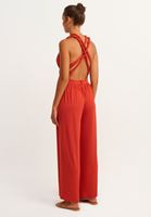 Bayan Kırmızı Çok Yönlü Wide-Leg Tulum