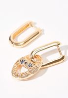 Bayan Altın Taş Detaylı Küpe