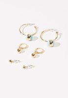 Bayan Altın Çoklu Küpe Seti