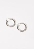 Bayan Gümüş Detaylı Halka Küpe