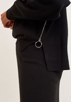 Bayan Siyah Fermuar Detaylı Triko Kazak