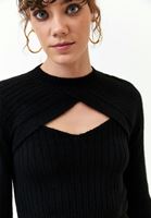 Bayan Siyah Fitilli Bolero Triko