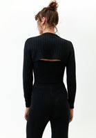 Bayan Siyah Fitilli Bolero Triko