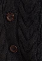 Bayan Siyah Vegan Kürk Detaylı Triko Hırka