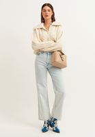 Bayan Krem Vegan Kürk Detaylı Triko Hırka