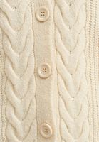 Bayan Krem Vegan Kürk Detaylı Triko Hırka