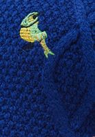 Bayan Lacivert Nakış Detaylı Triko Kazak