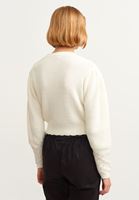 Bayan Krem Nakış Detaylı Triko Kazak