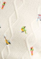 Bayan Krem Nakış Detaylı Triko Kazak