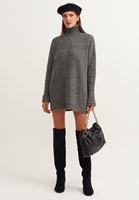 Bayan Siyah Yüksek Yaka Triko Tunik