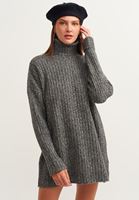 Bayan Siyah Yüksek Yaka Triko Tunik