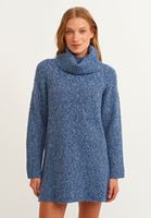 Bayan Mavi Yüksek Yaka Triko Tunik