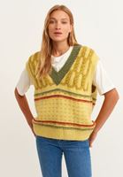 Bayan Çok Renkli Örgü Detaylı Süveter