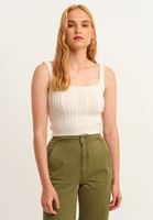 Bayan Krem Örgü Detaylı Triko Atlet