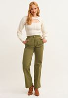 Bayan Krem Örgü Detaylı Triko Atlet