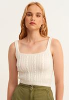 Bayan Krem Örgü Detaylı Triko Atlet