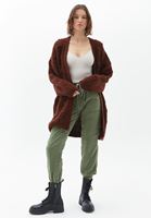 Bayan Bordo Midi Triko Hırka