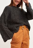 Bayan Antrasit İspanyol Kol Bohem Ajurlu Triko