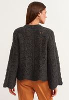Bayan Antrasit İspanyol Kol Bohem Ajurlu Triko