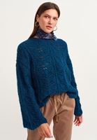 Bayan Lacivert İspanyol Kol Bohem Ajurlu Triko