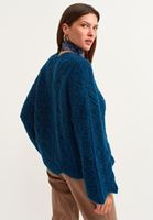 Bayan Lacivert İspanyol Kol Bohem Ajurlu Triko