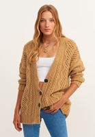 Bayan Kahverengi Oversize Örgü Hırka