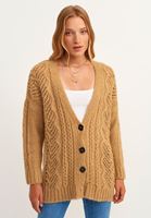 Bayan Kahverengi Oversize Örgü Hırka