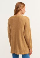 Bayan Kahverengi Oversize Örgü Hırka