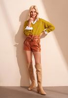 Bayan Yeşil Aksesuar Detaylı V Yaka Triko