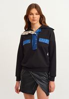 Bayan Çok Renkli Çıtçıtlı Yaka Sweatshirt